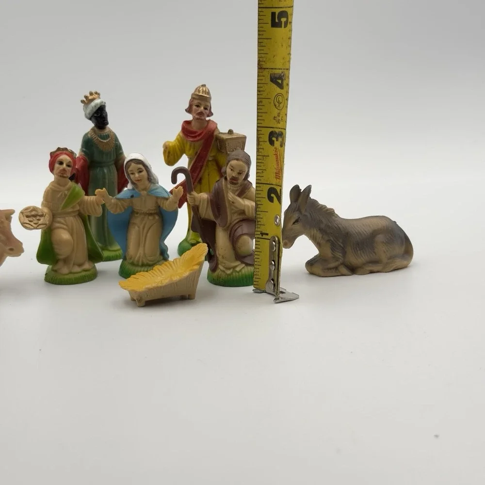 Vintage Christmas Small Nativity Set Hong Kong Hard Plastic Nativity Holy Family